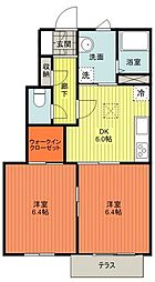 サニーコートA 2DKの間取図画像