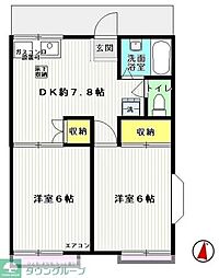 ハイムノースエイト 2DKの間取図画像