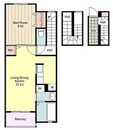 リヴァプール 1LDKの間取図画像