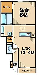 ポートランドB棟 1LDKの間取図画像