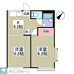 八王子アメニティコーポ 2Kの間取図画像