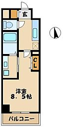 アゼリア 1Kの間取図画像