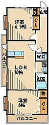 ヴィクトワール高幡不動 2LDKの間取図画像