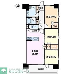 クリオレジダンス八王子ザ・マークス 3LDKの間取図画像