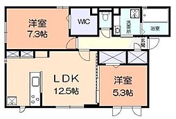 グランシャリオナチュレワン 2LDKの間取図画像
