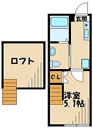 キュステ 1Kの間取図画像