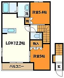 レジデンスサクラ 2LDKの間取図画像