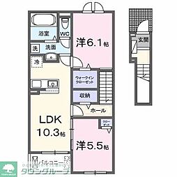 グランドグローバー大島 2LDKの間取図画像
