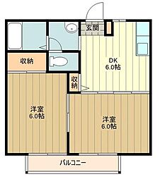 オリンピアA 2DKの間取図画像