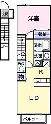 ハウス.グリーンベルト3 1LDKの間取図画像