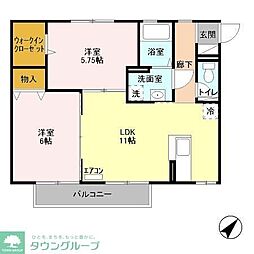 カーサベルデB 2LDKの間取図画像