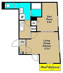 タスキsmart方南町 5階1LDKの間取り