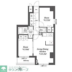 ブランシエスタ荻窪 8階2LDKの間取り