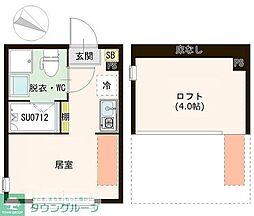 ハーモニーテラス白鷺II 1階ワンルームの間取り