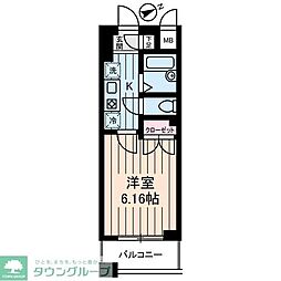 リリエンベルグ弐番館 2階1Kの間取り