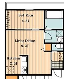 Vivace（ヴィヴァーチェ） 201 2階1LDKの間取り