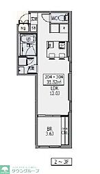 Ｈｅｕｒｅｕｘ中野若宮 2階1LDKの間取り