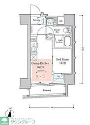 アーバネックス西新宿II 802 8階1DKの間取り