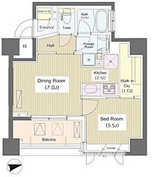 i-Suite Higashi Nakano 3階1DKの間取り