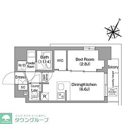 コンフォリア・リヴ新中野ＳＯＵＴＨ 8階1DKの間取り