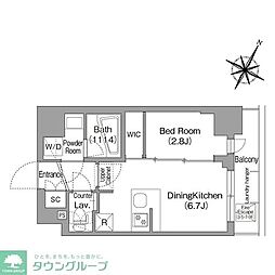 コンフォリア・リヴ新中野ＳＯＵＴＨ 4階1DKの間取り