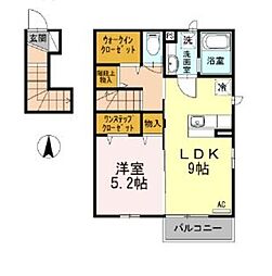 プランドール 2階1SLDKの間取り