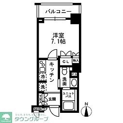 レジディア中落合Ａ棟 2階1Kの間取り