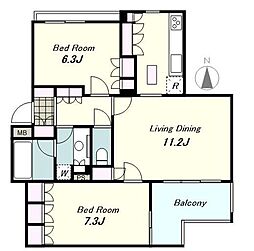 ドューエ永福フォーリア 1階2LDKの間取り