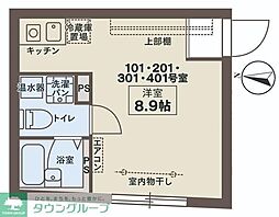 Ｂｏｎ　Ｖｉｖａｎｔ　Ｎａｋａｎｏ−Ｅｇｏｔａ 3階ワンルームの間取り
