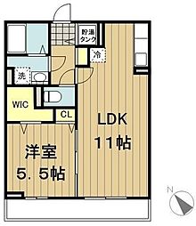 カーメル共栄 3階1LDKの間取り