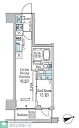 プライムブリス東中野駅前 3階1LDKの間取り