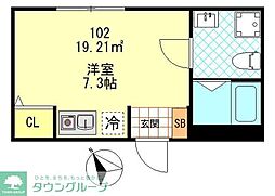 ＦＥＲＩＯ新井 2階ワンルームの間取り