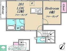 ＲＨＥＩＮＧＯＬＤ 2階1LDKの間取り