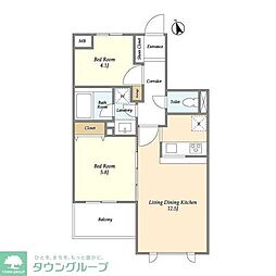 アプリーレ南荻窪 1階2LDKの間取り