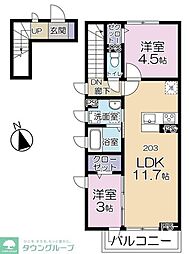 オービル弐番館 2階2LDKの間取り