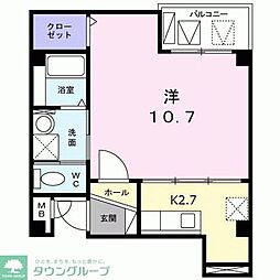 グランツ清水 4階1Kの間取り