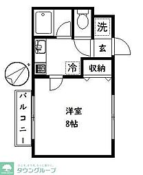 チェリーストーン 1階1Kの間取り