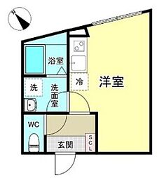 ジュリアス中野 4階ワンルームの間取り