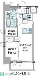 クレストコート東中野 2LDKの間取図画像