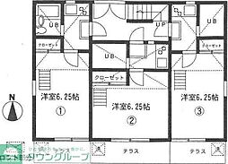 ブルーチェリー 1Kの間取図画像