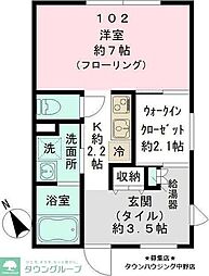 GREENCOURT中野 1Kの間取図画像