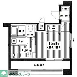 グランド・ガーラ幡ケ谷West 1Kの間取図画像