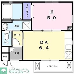 ニューナカノ 1DKの間取図画像