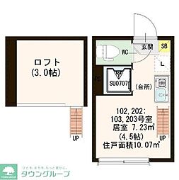 SeaSound中野 ワンルームの間取図画像