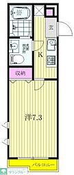 Verde東中野 1Kの間取図画像