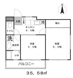 カーサオオツ 2Kの間取図画像