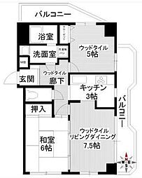 パームス鷺宮 2LDKの間取図画像