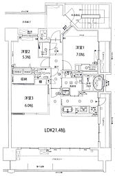 レーベン西千石MIDSQUARE 3LDKの間取図画像