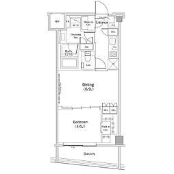 ザ・パークハビオ渋谷クロス 710 7階1DKの間取り