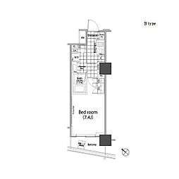 パークハビオ赤坂タワー 1Kの間取図画像